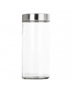 Bote de cristal redondo multiusos con tapa metálica 1320 ml, recipiente, tarro de almacenamiento para guardar alimentos, galleta