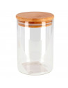 Bote redondo de cristal de borosilicato con tapa de madera de bambú 950 ml, recipiente, tarro de almacenamiento para guardar caf