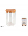Bote redondo de cristal de borosilicato con tapa de madera de bambú 950 ml, recipiente, tarro de almacenamiento para guardar caf
