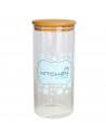 Bote de cristal borosilicato con tapa de madera de bambú, recipiente, tarro de almacenamiento café, galletas, legumbres, especia