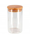 Bote de cristal borosilicato con tapa de madera de bambú, recipiente, tarro de almacenamiento café, galletas, legumbres, especia