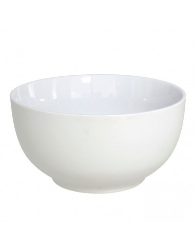 Cuenco de cerámica blanca, bol, tazón para desayuno, sopa, aperitivos, diseño clásico, resistente, apto para lavavajillas y micr