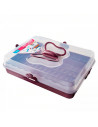 Tartera rectangular de plástico transparente con tapa y asas con forma de mariposa 37 x 28 x 9 cm, recipiente para transportar t