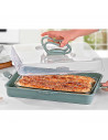 Tartera rectangular de plástico transparente con tapa y asas con forma de mariposa 37 x 28 x 9 cm, recipiente para transportar t