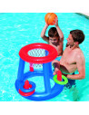 Canasta de baloncesto hinchable de vinilo con pelota y 3 aros 61 cm para piscina, válvulas de seguridad, deportes acuáticos en f