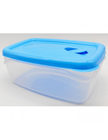 Fiambrera rectangular de plástico 2 litros, 22,5 x 15,5 x 9,5 cm, tapa con agujero, recipiente para guardar alimentos, apto para