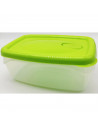Fiambrera rectangular de plástico 2 litros, 22,5 x 15,5 x 9,5 cm, tapa con agujero, recipiente para guardar alimentos, apto para
