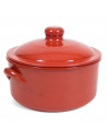 Olla de barro con tapa y asas 4 litros, cacerola de cerámica marrón 18,5 x 27 x 25 cm, cocina tradicional, apta para microondas,