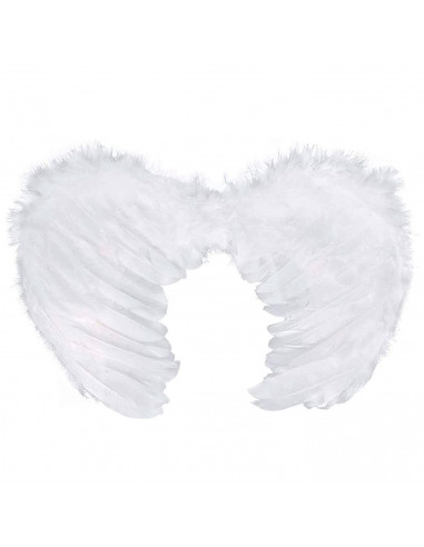 Tradineur - Alas de ángel con plumas y tirantes elásticos, complemento para disfraz de halloween, carnaval, cosplay, fiestas, na