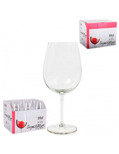 Pack 6 copas de vino 59 cl, cristal liso, modelo degustation, diseño circular sofisticado y elegante, 21,3 x 6,8 cm, aptas para