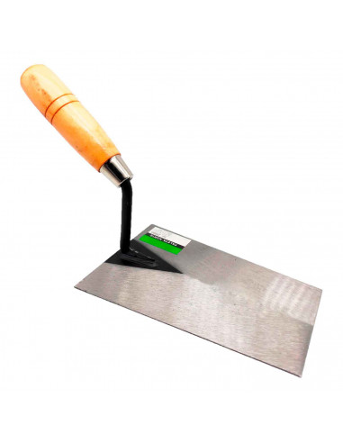 Tradineur - Paleta de albañil modelo norte con punta recta, mango de madera barnizado, paleta recta de albañilería, bricolaje, 1