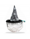 Gorro de bruja tela de araña con velo, sombrero de bruja, halloween, fiestas, disfraz carnaval, diámetro 35 cm, colores surtidos