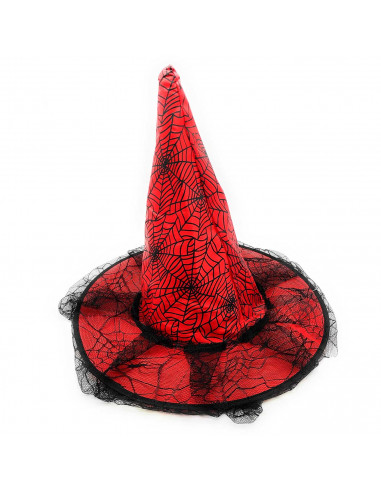 Gorro de bruja tela de araña con velo, sombrero de bruja, halloween, fiestas, disfraz carnaval, diámetro 35 cm, colores surtidos