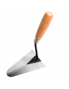 Tradineur - Paleta de albañil modelo catalana con punta redonda, mango de madera barnizado, paleta redondeada, albañilería, bric