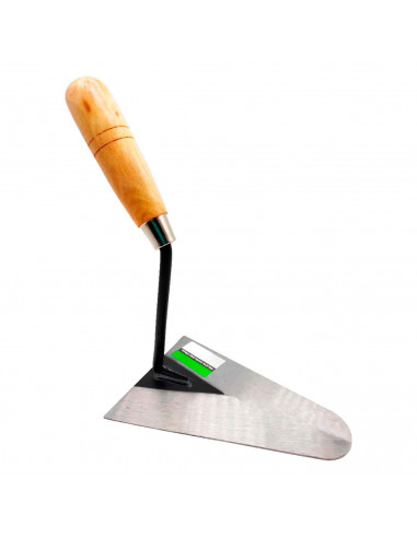 Tradineur - Paleta de albañil modelo catalana con punta redonda, mango de madera barnizado, paleta redondeada, albañilería, bric