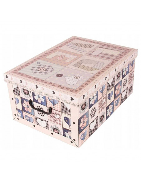 Caja de cartón plegable, caja de almacenaje, corazones beige, organizador de espacios, plegable, con tapa 51 x 37 x 24 cm Caja de cartón plegable, caja de almacenaje, corazones beige, organizador de espacios, plegable, con tapa 51 x 37 x 24 cm
