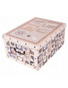 Caja de cartón plegable, caja de almacenaje, corazones beige, organizador de espacios, plegable, con tapa 51 x 37 x 24 cm