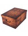 Caja de cartón plegable, caja de almacenaje, diseño madera marrón, organizador de espacios, plegable, con tapa 51 x 37 x 24 cm