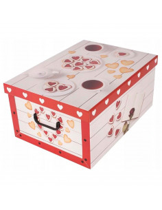 Caja de cartón plegable, caja de almacenaje, diseño café y galletas, organizador de espacios, plegable, con tapa 51 x 37 x 24 cm