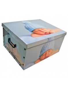 Caja de cartón plegable, caja de almacenaje, imagen de bebé, organizador de espacios, plegable, con tapa, diseño aleatorio 50 x