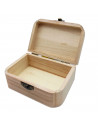 Caja de madera rectangular con frontal redondeado y cierre metálico 12.5 x 8.5 x 5.5 cm. Caja, cofre para decorar con tapa, alma