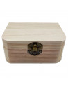 Caja de madera rectangular con frontal redondeado y cierre metálico 12.5 x 8.5 x 5.5 cm. Caja, cofre para decorar con tapa, alma