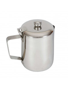 Tradineur - Tetera de acero inoxidable, con asa y pico vertedor, capacidad 400 ml,  jarra de leche, cafetera, bares, hogar, dime