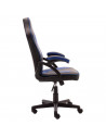 Silla gaming de cuero sintético, ergonómica, negro y azul, silla de oficina giratoria con ruedas, altura e inclinación ajustable