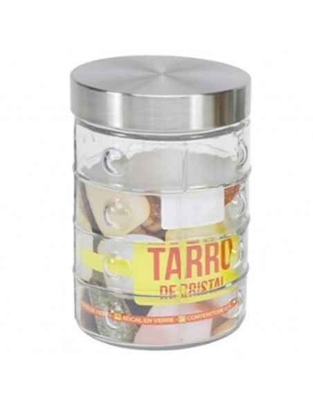 Tradineur - Tarro de vidrio con tapa metálica, recipiente, frasco resistente para guardar café, pasta, galletas, legumbres, 1250