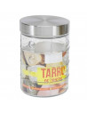 Tradineur - Tarro de vidrio con tapa metálica, recipiente, frasco resistente para guardar café, pasta, galletas, legumbres, 1250