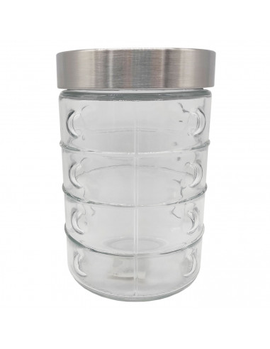 Tradineur - Tarro de vidrio con tapa metálica, recipiente, frasco resistente para guardar café, pasta, galletas, legumbres, 1250