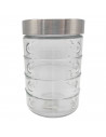 Tradineur - Tarro de vidrio con tapa metálica, recipiente, frasco resistente para guardar café, pasta, galletas, legumbres, 1250