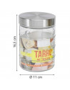 Tradineur - Tarro de vidrio con tapa metálica, recipiente, frasco resistente para guardar café, pasta, galletas, legumbres, 1250