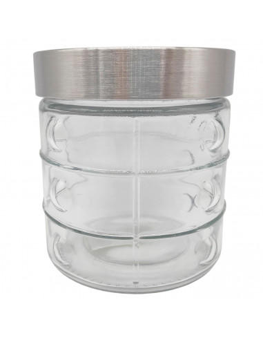 Tradineur - Tarro de vidrio con tapa metálica, frasco, recipiente resistente para guardar café, pasta, galletas, legumbres, 850