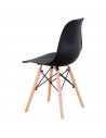 Silla con patas de madera y asiento de plástico negro 81 x 45 x 46 cm, estilo nórdico, silla de interior, diseño escandinavo, id