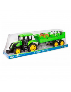 Toinsa - Juguete tractor con remolque de animales, vehículo de granja, tractor para niños, incluye 2 animales, color aleatorio,