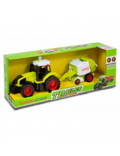 Juguete tractor con remolque, movimiento fricción, luces y sonido, vehículo de granja, tractor para niños, color verde, dimensio