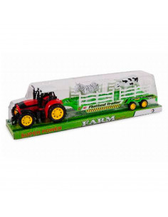 Toinsa - Juguete tractor con remolque de animales, vehículo de granja, tractor para niños, incluye 2 animales, color aleatorio,