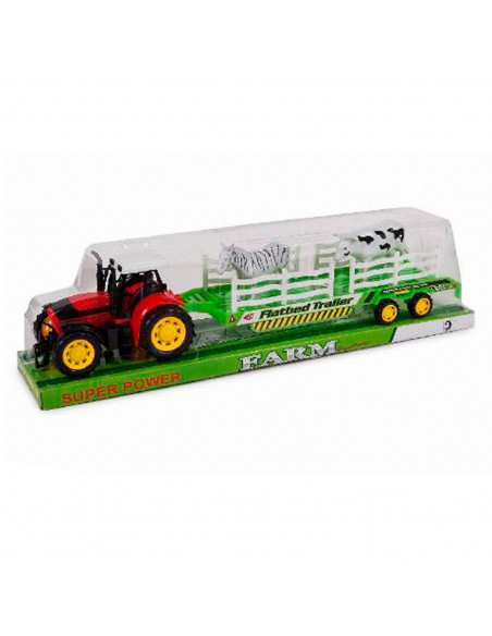 Toinsa - Juguete tractor con remolque de animales, vehículo de granja, tractor para niños, incluye 2 animales, color aleatorio,