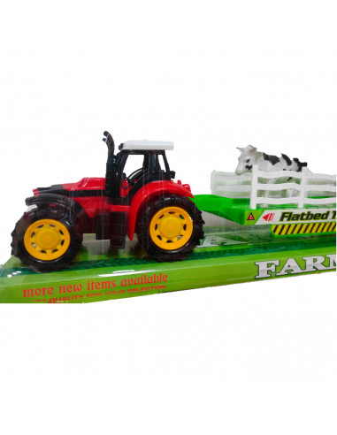 Toinsa - Juguete tractor con remolque de animales, vehículo de granja, tractor para niños, incluye 2 animales, color aleatorio,