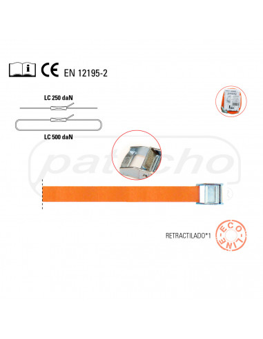 Cinta tensora con hebilla 25 mm x 6 m, poliéster, correa, cinturón de amarre con hebilla, cinta de sujección de carga, trincaje