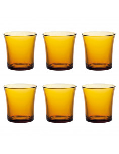 Set de 6 vasos de cristal templado 21 cl, color ámbar, modelo Lys, vasos para agua, bebidas, 7,8 x 8 cm, resistentes a los golpe