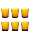 Set de 6 vasos de cristal templado 21 cl, color ámbar, modelo Lys, vasos para agua, bebidas, 7,8 x 8 cm, resistentes a los golpe