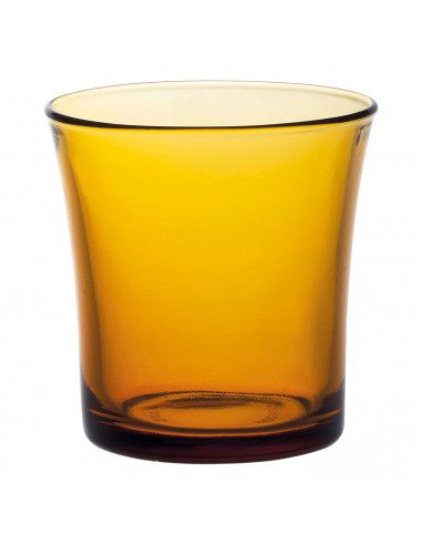 Set de 6 vasos de cristal templado 21 cl, color ámbar, modelo Lys, vasos para agua, bebidas, 7,8 x 8 cm, resistentes a los golpe