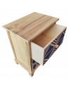 Cajonera de madera natural con 2 cajones, 45,5 x 36 x 26 cm, diseño con rombos azules, torre de ordenación, mueble auxiliar alma