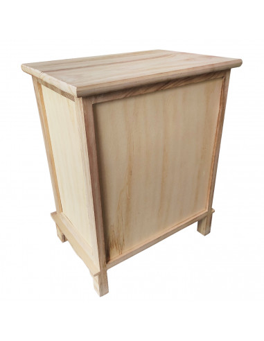 Cajonera de madera natural con 2 cajones, 45,5 x 36 x 26 cm, diseño con rombos azules, torre de ordenación, mueble auxiliar alma