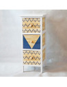 Cajonera blanca de madera, 3 cajones, 62,5 x 26 x 32 cm, diseño con cruces azules, torre de ordenación, mueble auxiliar almacena