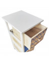 Cajonera blanca de madera, 3 cajones, 62,5 x 26 x 32 cm, diseño con cruces azules, torre de ordenación, mueble auxiliar almacena