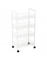Carrito verdulero blanco metálico con ruedas y 4 cestas 86 x 37 x 25 cm, carro portaobjetos, organizador de alimentos, 4 estante