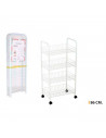 Carrito verdulero blanco metálico con ruedas y 4 cestas 86 x 37 x 25 cm, carro portaobjetos, organizador de alimentos, 4 estante